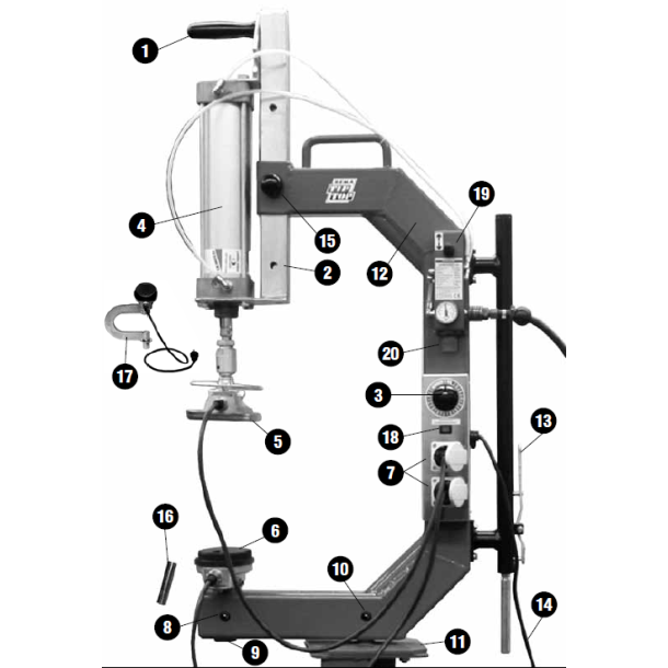 Hndtag Barcelit f/Termopresse Pneumatisk