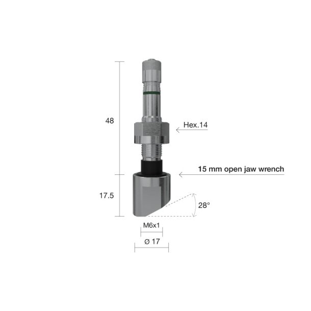 TPMS Alcoa Ventil 17.5-48x9.7mm 28 1313H
