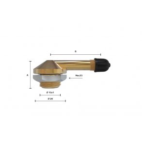 Flgventil 40 x 16mm 90 ekstra lang gevind